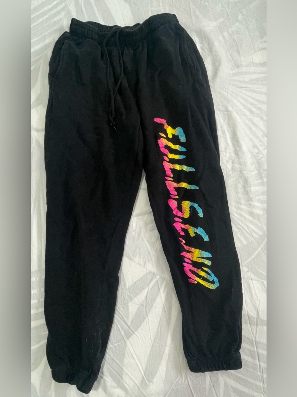 Black Men's Joggers with Colorful Side Script